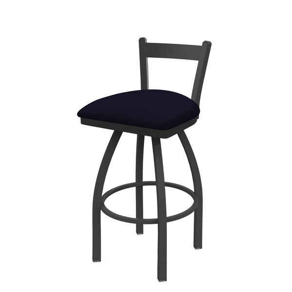 25" Low Back Swivel Counter Stool, Pewter Finish, Canter Twilight Seat